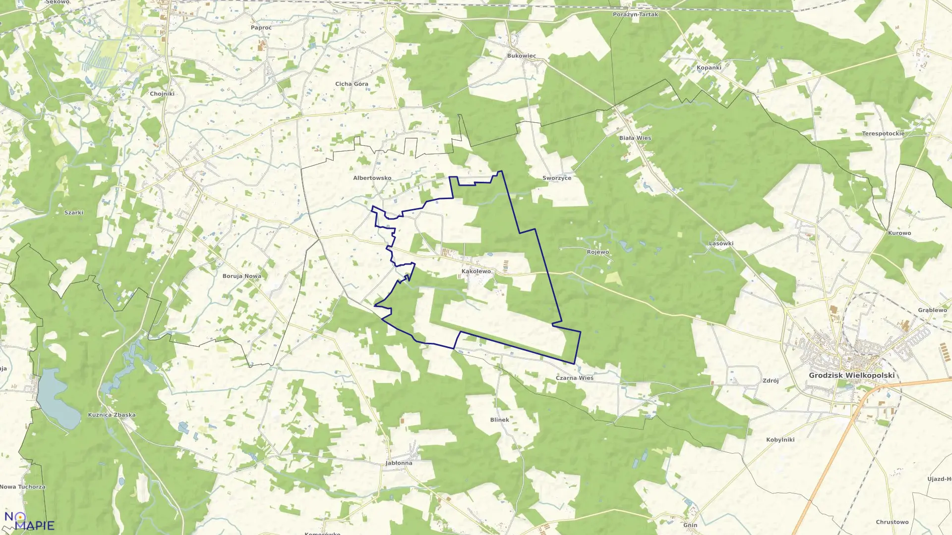 Mapa obrębu KĄKOLEWO w gminie Grodzisk Wielkopolski