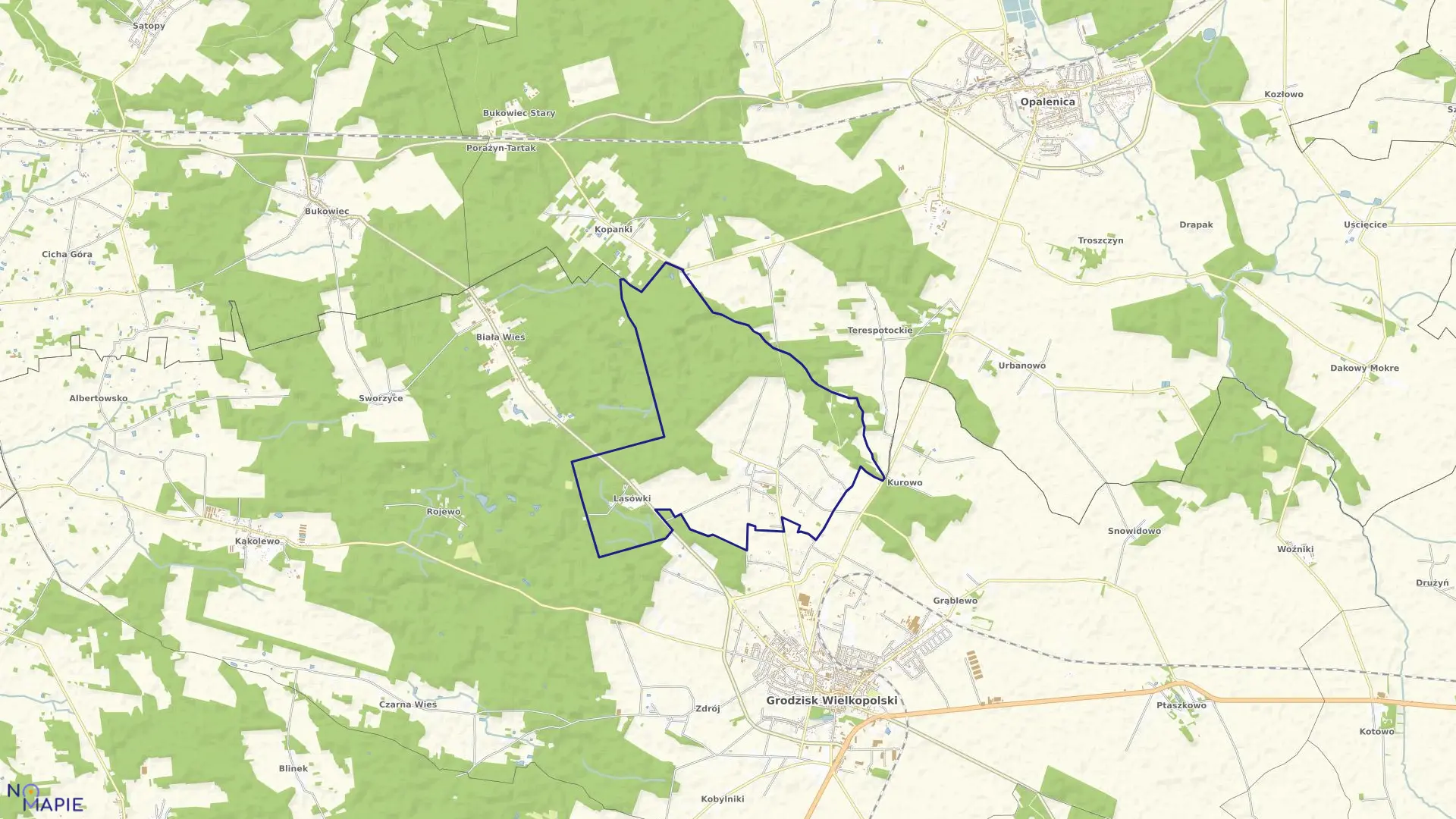 Mapa obrębu SŁOCIN w gminie Grodzisk Wielkopolski