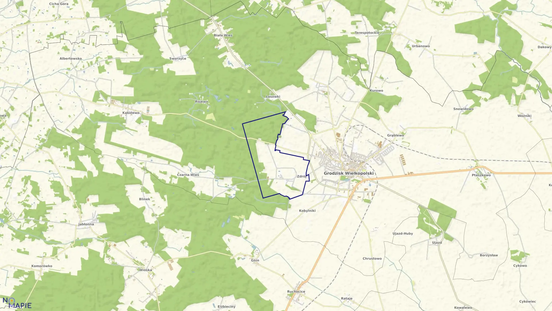 Mapa obrębu ZDRÓJ w gminie Grodzisk Wielkopolski